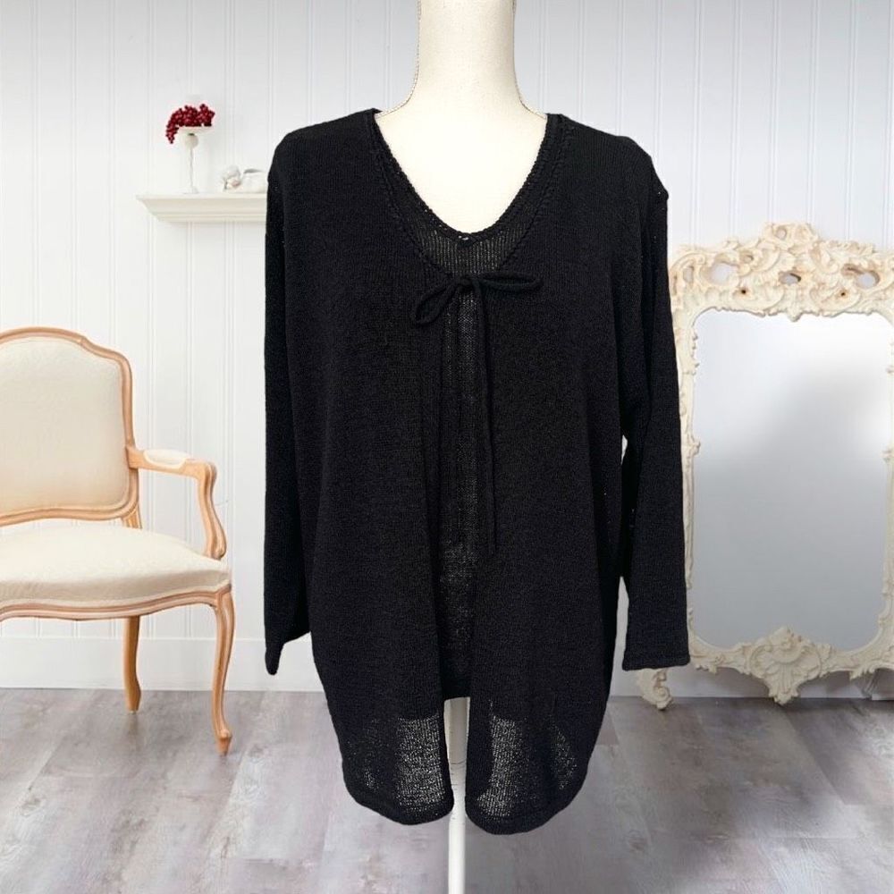 Lane Bryant Black Knit 3/4 Sleeve Cardigan Twinset Sweater Set Sz 18/20 **READ**